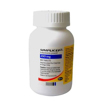 RXV Simplicef 200mg, 100 tablets (cefpodoxime), S: shopmedvet.com